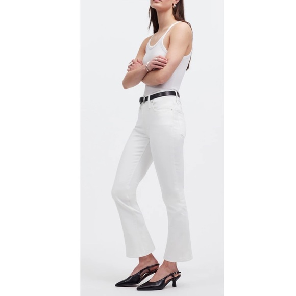 Madewell Mid-Rise Kick Out Crop Jeans in Pure White Style NI961 Size 25 - Picture 10 of 16
